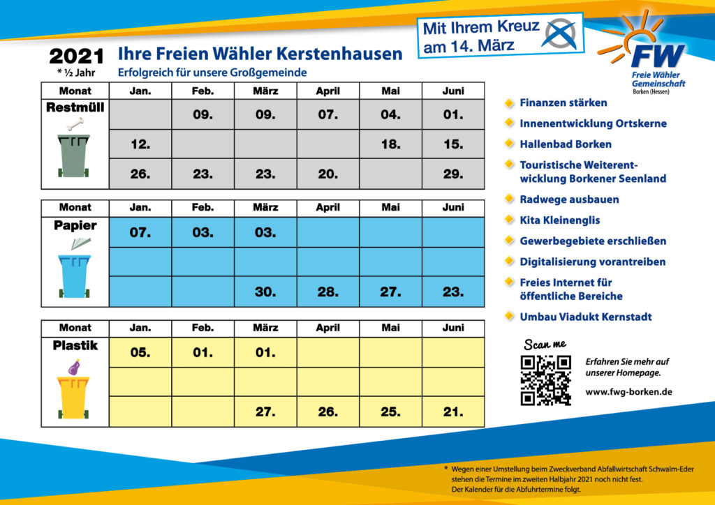 Müllkalender – FWG-Borken (Hessen)